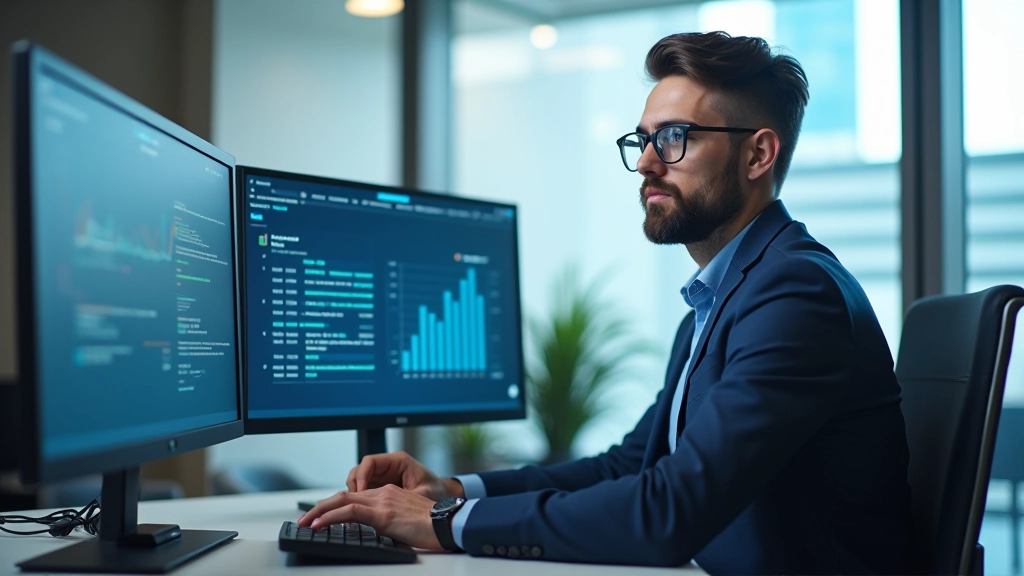 Data analyst comparing different distance metrics on screen with financial data visualization